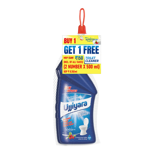 Ujjiyara Toilet Cleaner Winter Green - Removes Stains & Bad Odour, 500 ml (Buy 1 Get 1)