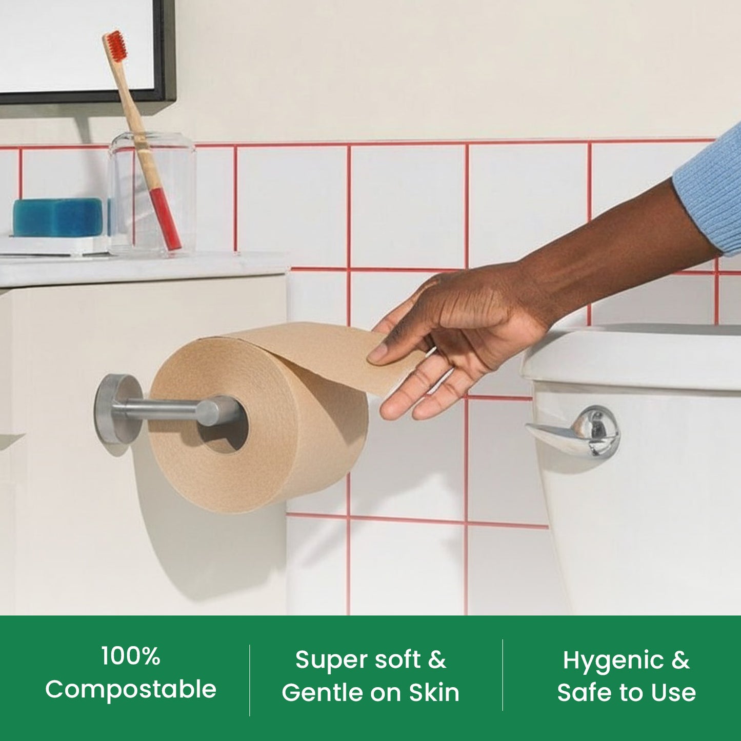 Eco Kranti - Bamboo Toilet Tissue Roll | 300 Pulls x 4 Packs | 100% Natural | Biodegradable, Compostable