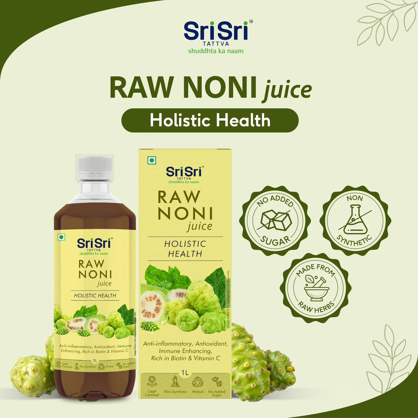 Raw Noni Juice - Holistic Health | Anti-inflammatory, Antioxidant, Immune Enhancing, Rich In Biotin & Vitamin C | 1 L