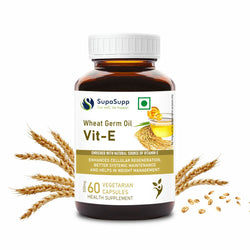 SupaSupp Wheat Germ Oil Vit - E | Enhances Cellular Regeneration, Better Systemic Maintenance And Helps In Weight Management |  Vitamin E | Health Supplement | 60 Veg Cap, 500 mg - Nutri Veg Oil Capsules 