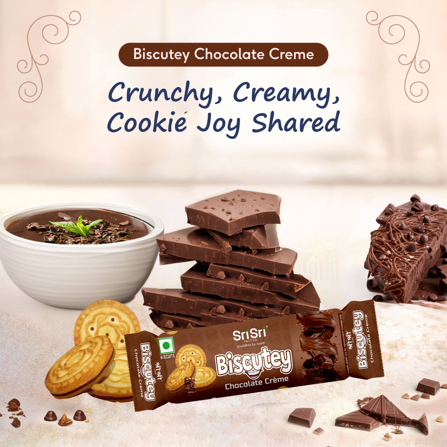 Biscutey Chocolate Creme, 60 g (Pack of 4)