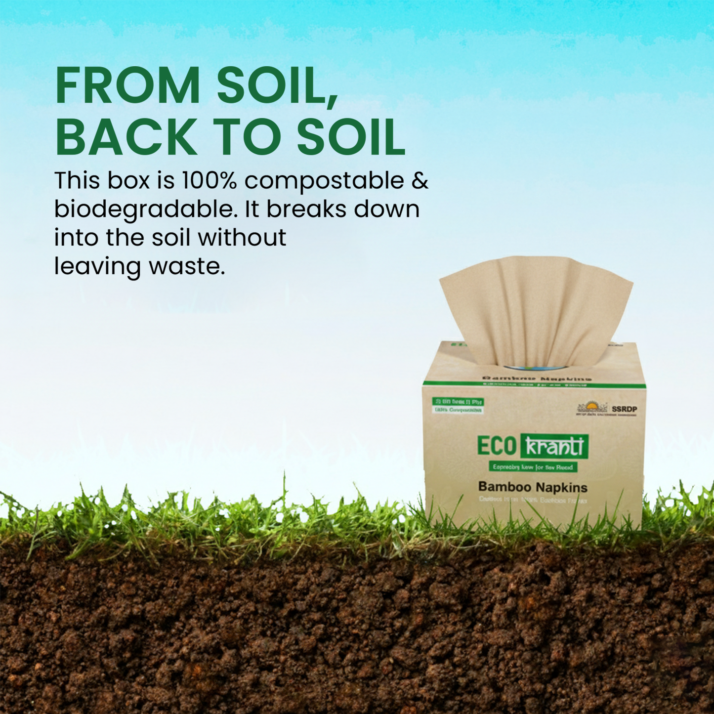 Eco Kranti – Bamboo Facial Tissue Napkins | 100 Pulls x 3 Packs | 100% Natural & Eco-friendly | Biodegradable, Compostable