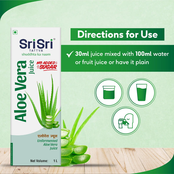 Aloe Vera Juice - No Added Sugar, 1000ml - Sri Sri Tattva