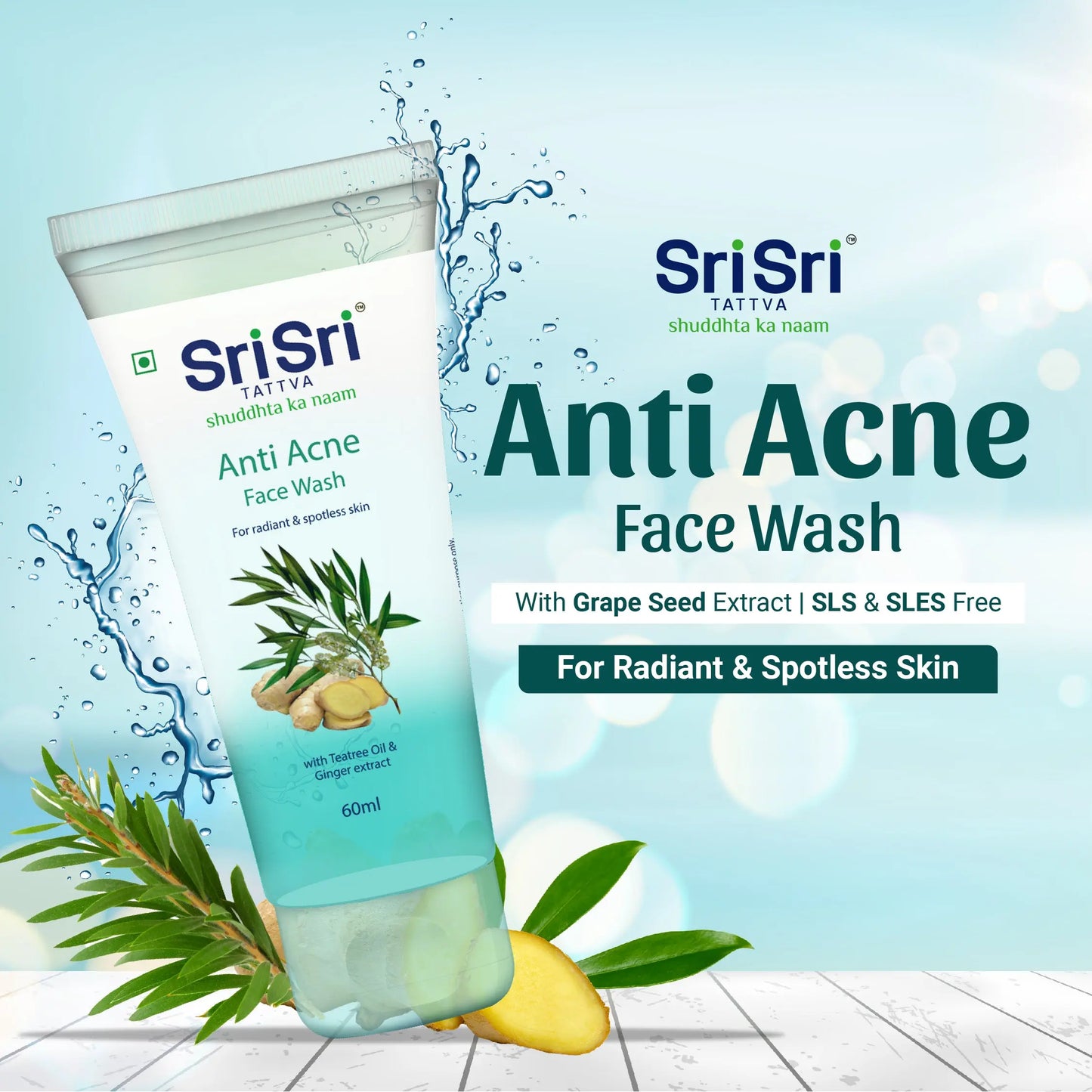 Anti Acne Face Wash - For Radiant & Spotless Skin, 60 ml