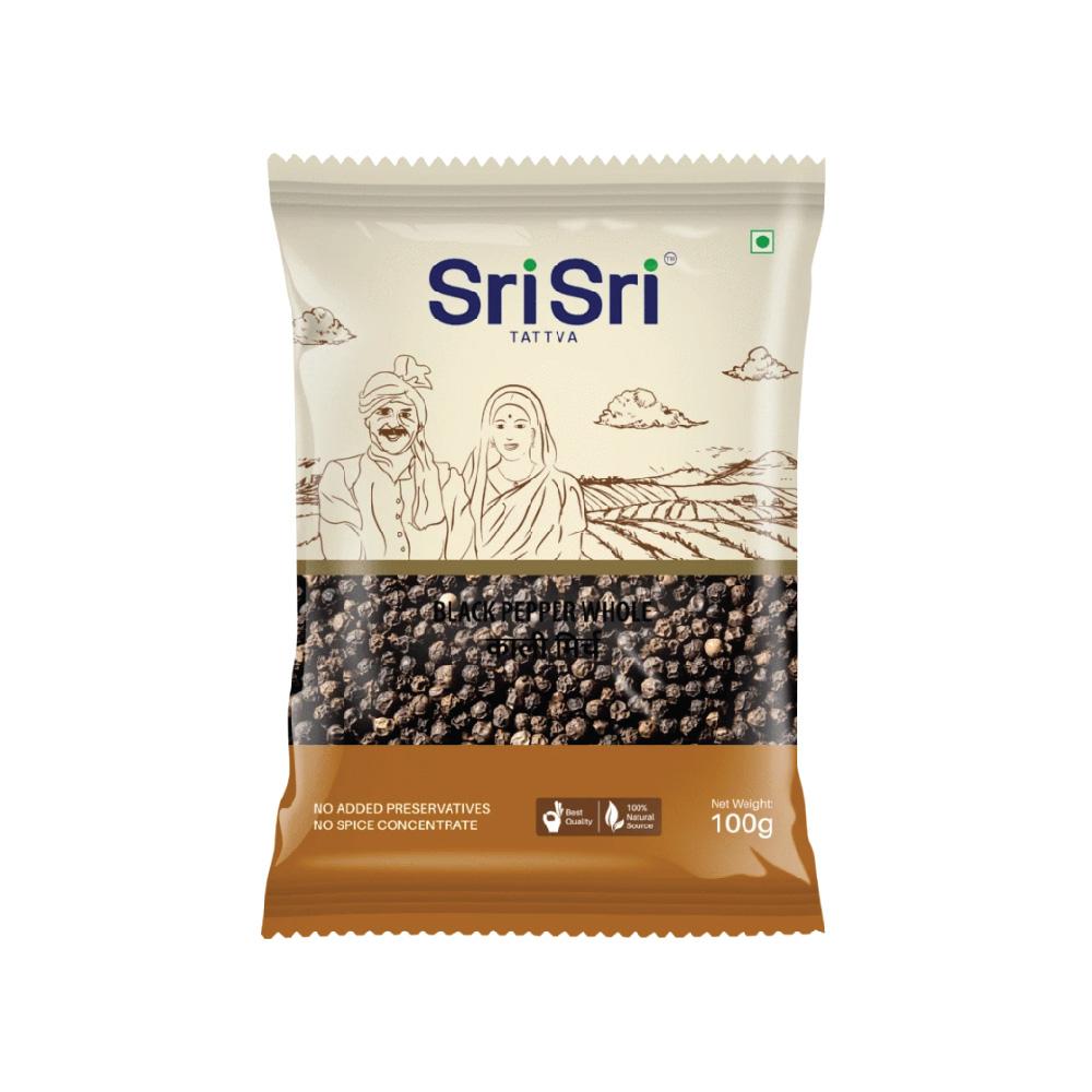 Black Pepper Whole - Kali Mirch, 100g - Sri Sri Tattva