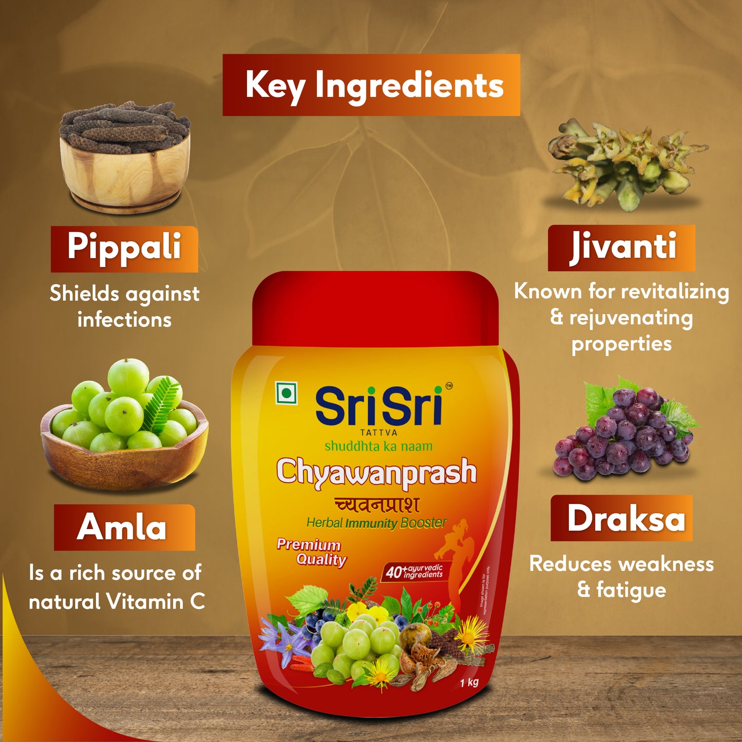 Chyawanprash - Herbal Immunity Booster with 40+ Ayurvedic Ingredients for Better Strength and Stamina, 1 kg