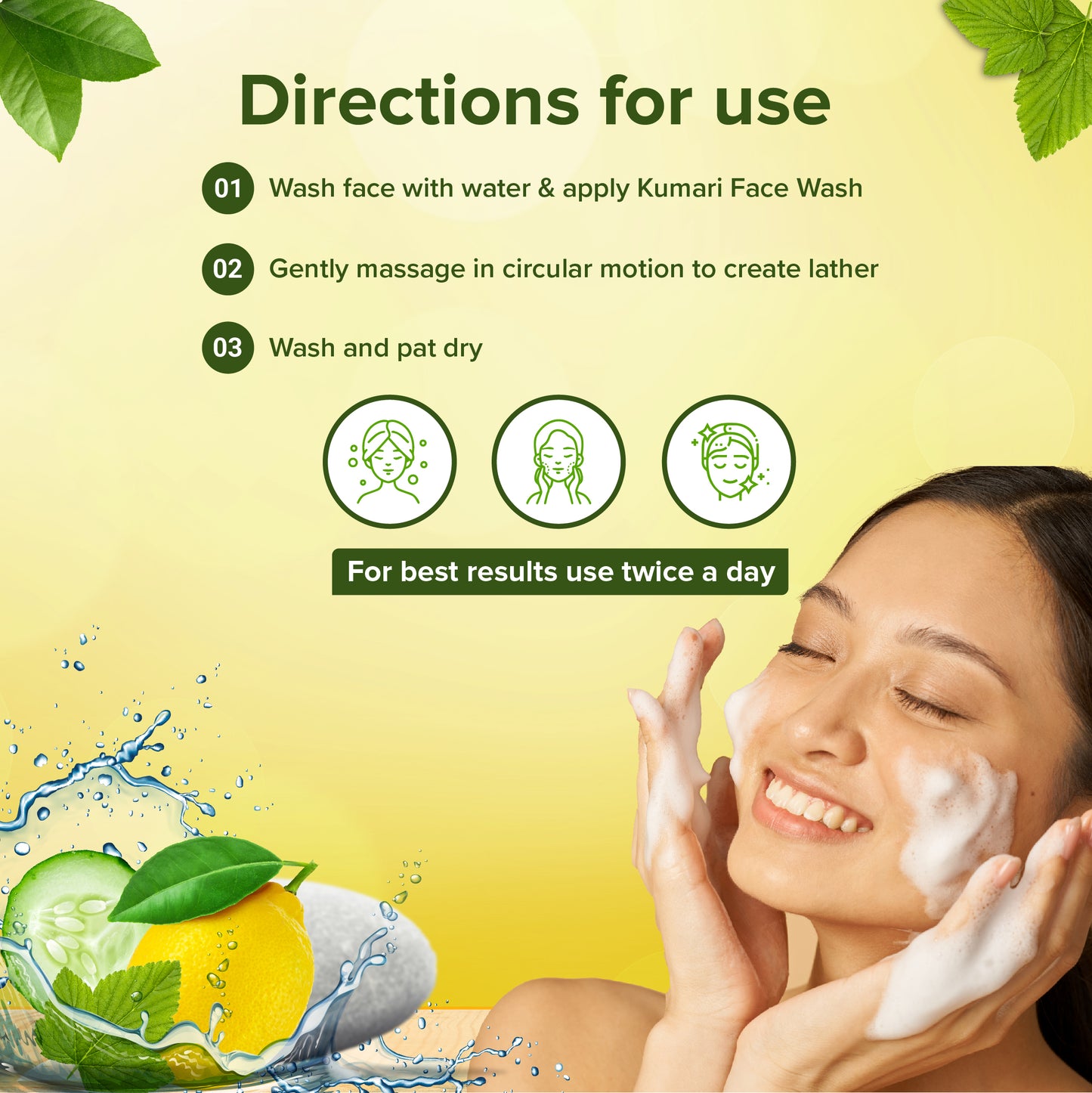 Cucumber & Lemon Face Wash - For Clear & Smooth Skin, 60ml - Sri Sri Tattva