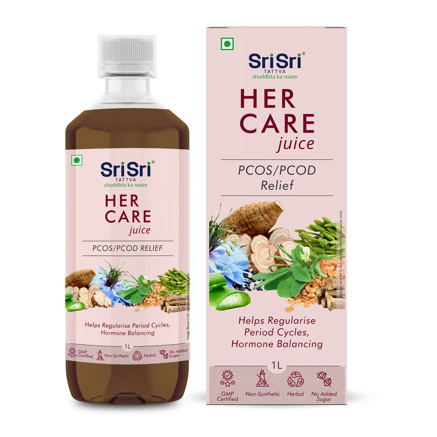 Her Care Juice - PCOS / PCOD Relief | Helps Regularise Period Cycles, Hormone Balancing | 1 L