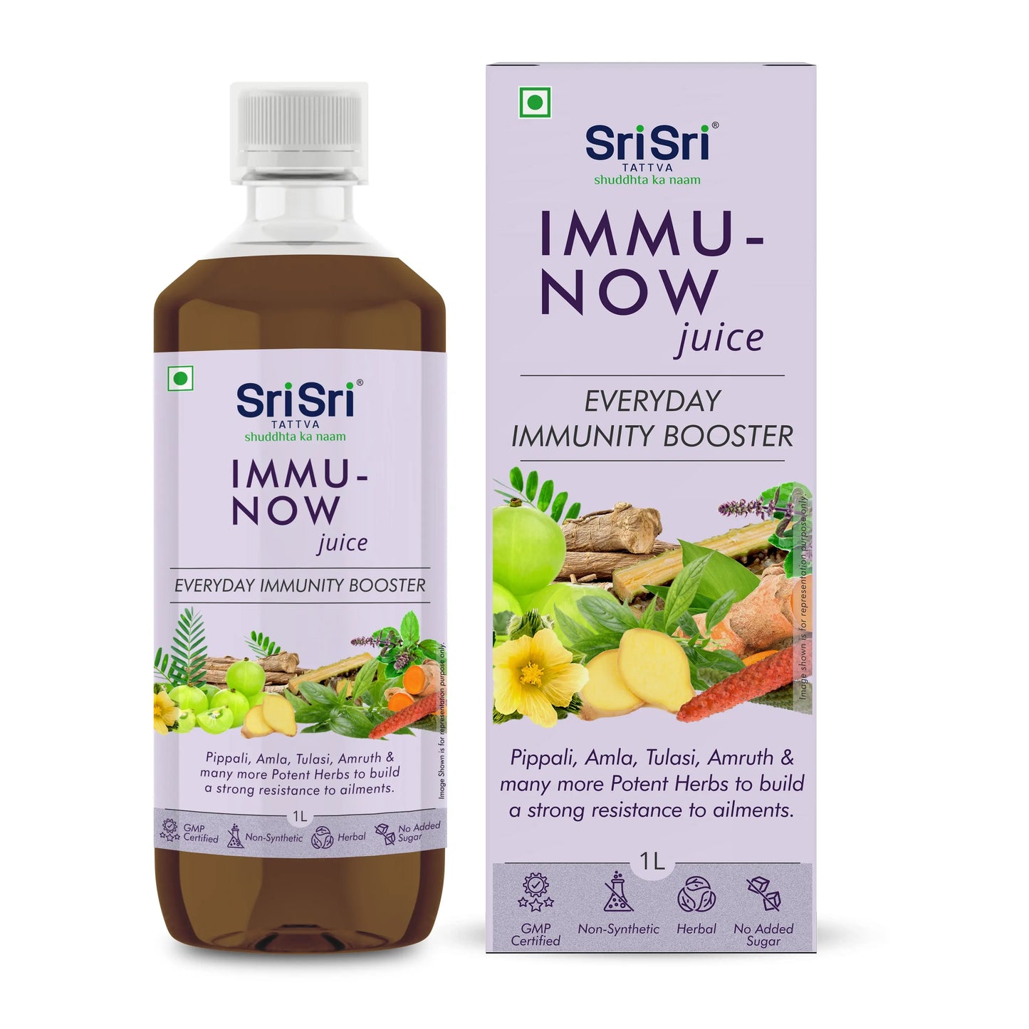 Immu-Now Juice - Everyday Immunity Booster | Pippali, Amla, Tulasi, Amruth & Many More Potent Herbs To Build A Strong Resistance To Ailments | 1 L