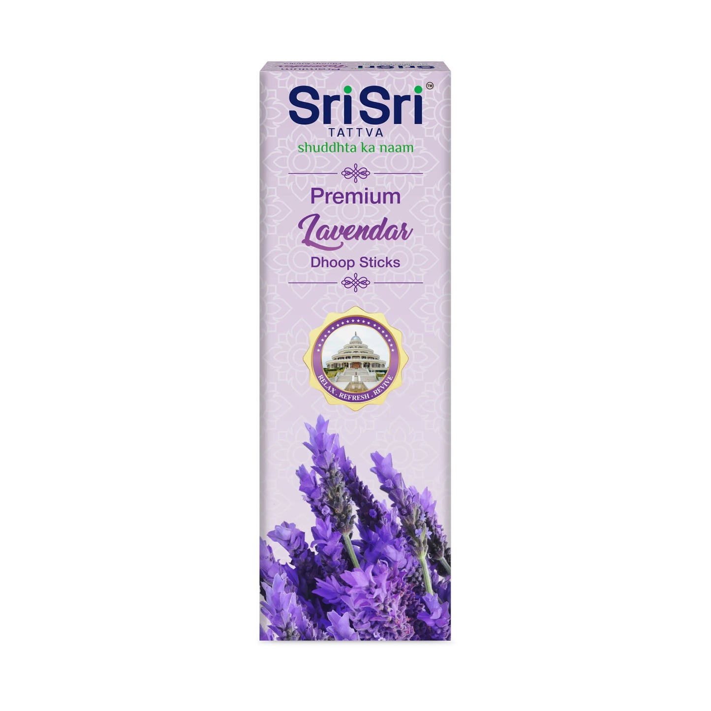 Premium Lavendar Dhoop Sticks For Pooja | 30 Dhoop Batti / Sticks | Fragrances – Natural Lavendar | Bamboo-less | Free Stand | 50g - Sri Sri Tattva