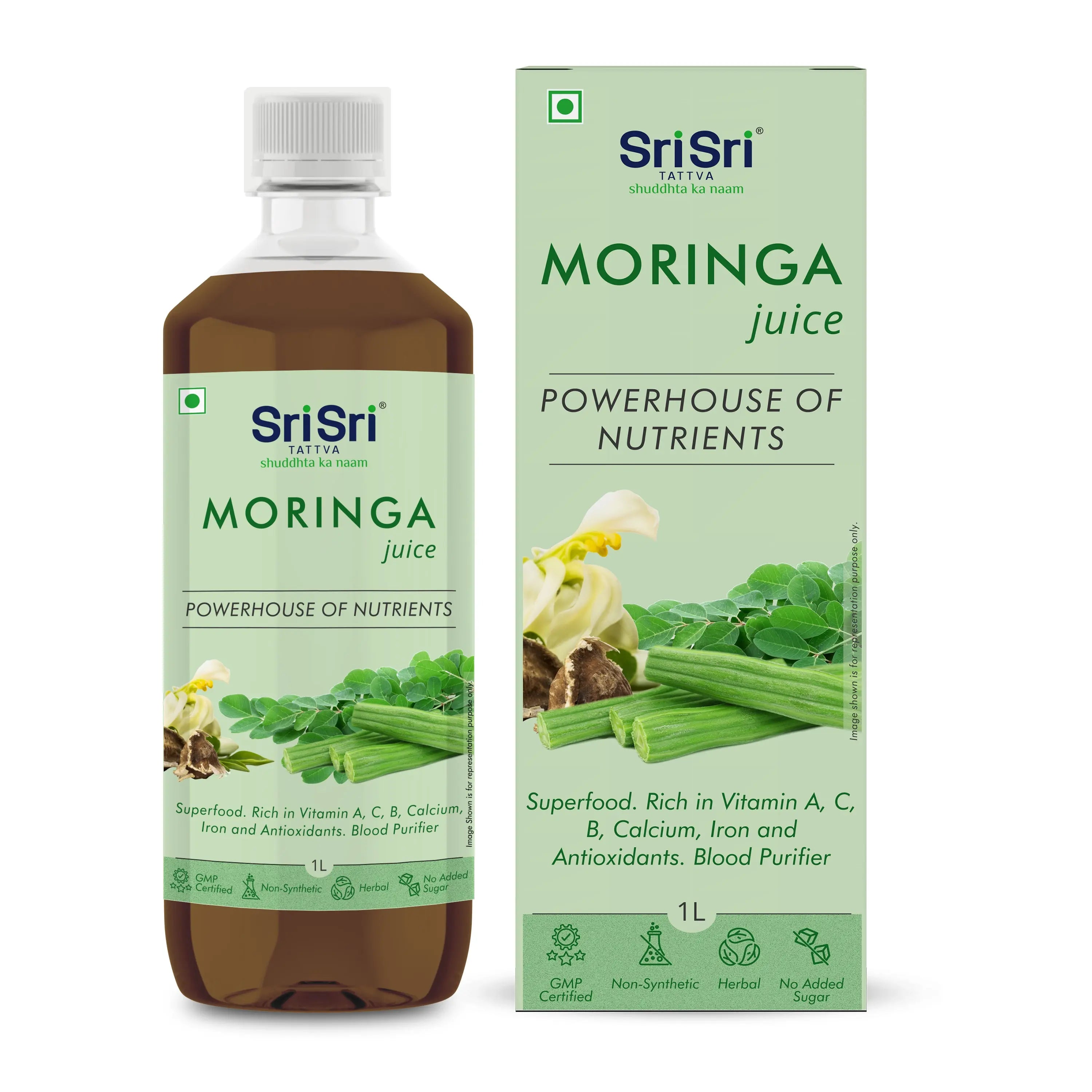 Moringa Juice - Powerhouse Of Nutrients | Superfood, Rich In Vitamin A,C,B, Calcium, Iron And Antioxidants, Blood Purifier | 1 L