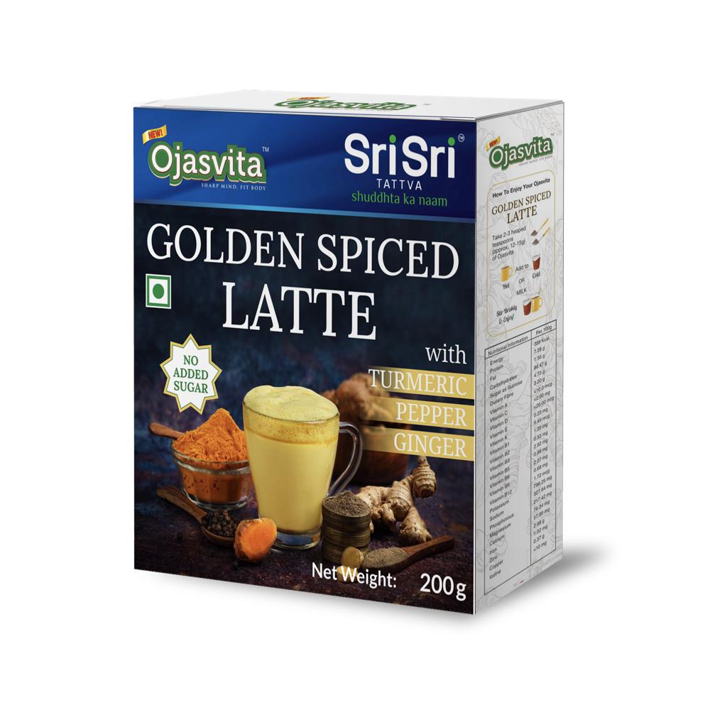 Golden Spiced Latte Ojasvita with Turmeric, Pepper and Ginger, 200g - Sri Sri Tattva