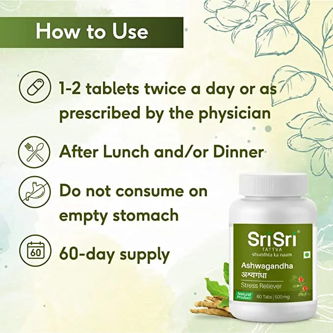 Ashwagandha - 60 Tabs | 500mg - Sri Sri Tattva