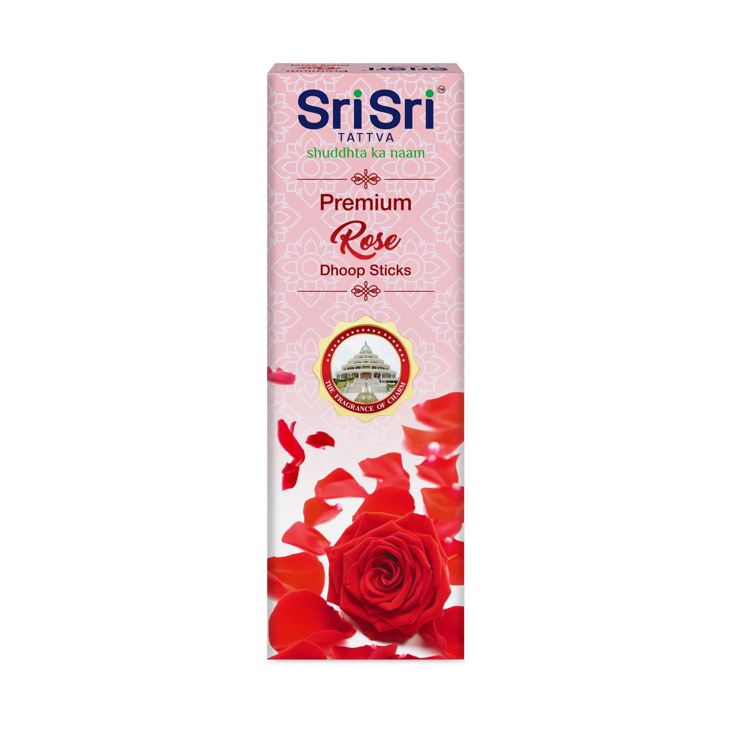 Premium Rose Dhoop Sticks For Pooja | 30 Dhoop Batti / Sticks | Fragrances – Natural Rose | Bamboo-less | Free Stand | 50 g