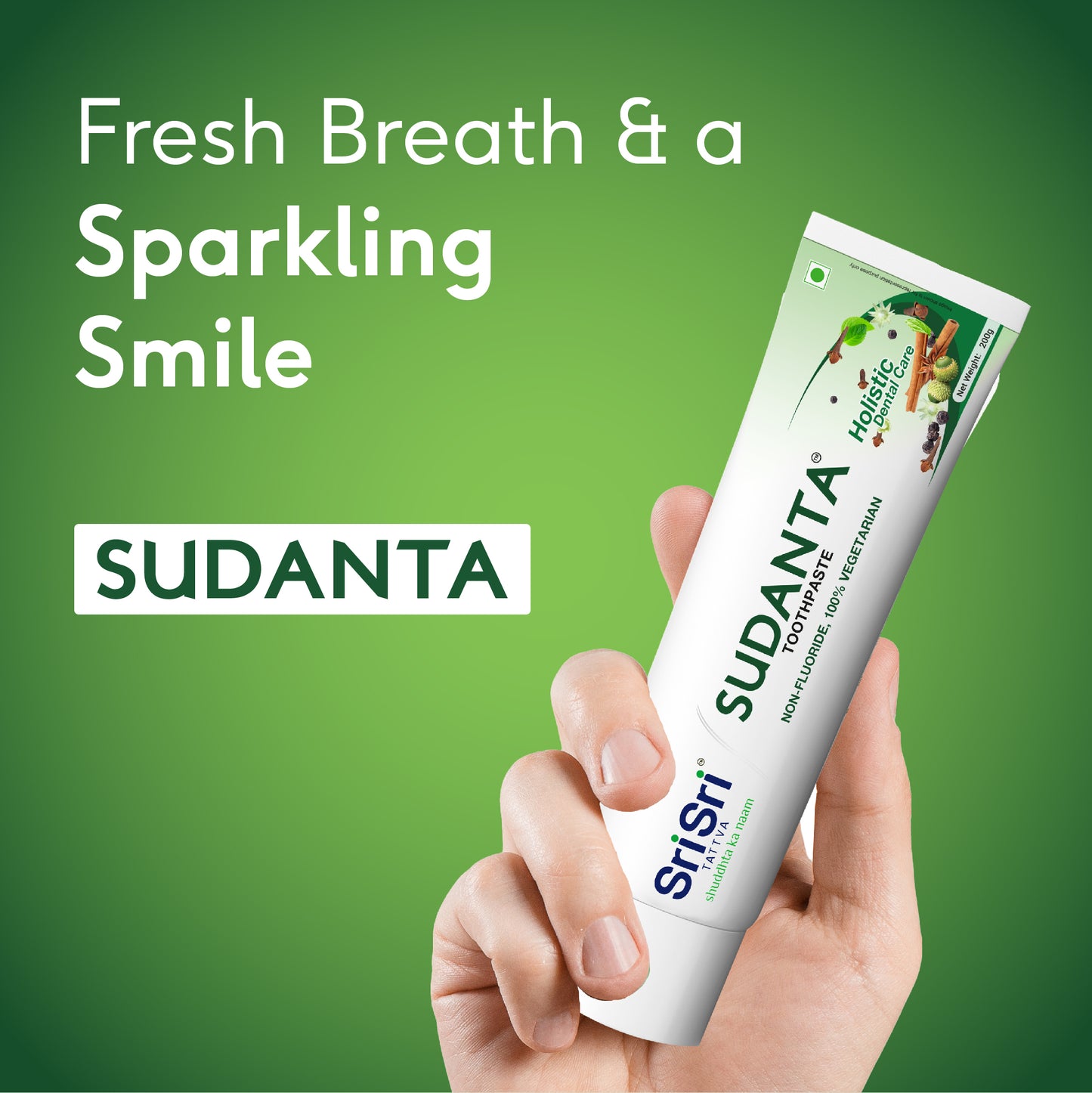 Sudanta Toothpaste -  Non - Fluoride - 100% Vegetarian, 200 g
