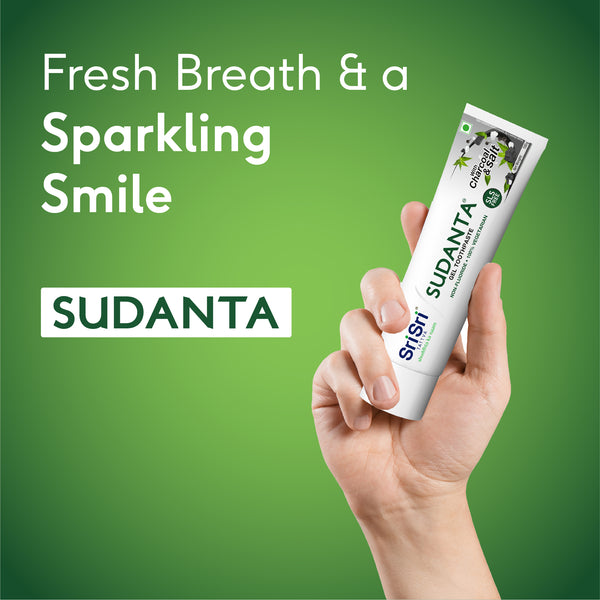 Sudanta Gel Toothpaste - With Charcoal & Salt. SLS Free. Non - Fluoride - 100% Vegetarian, 100g - Pack of 2