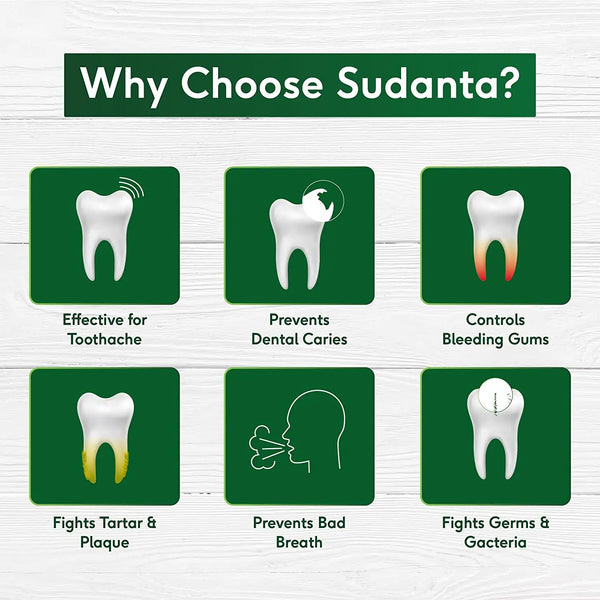Sudanta Toothpaste -  Non - Fluoride - 100% Vegetarian, 50g - Sri Sri Tattva