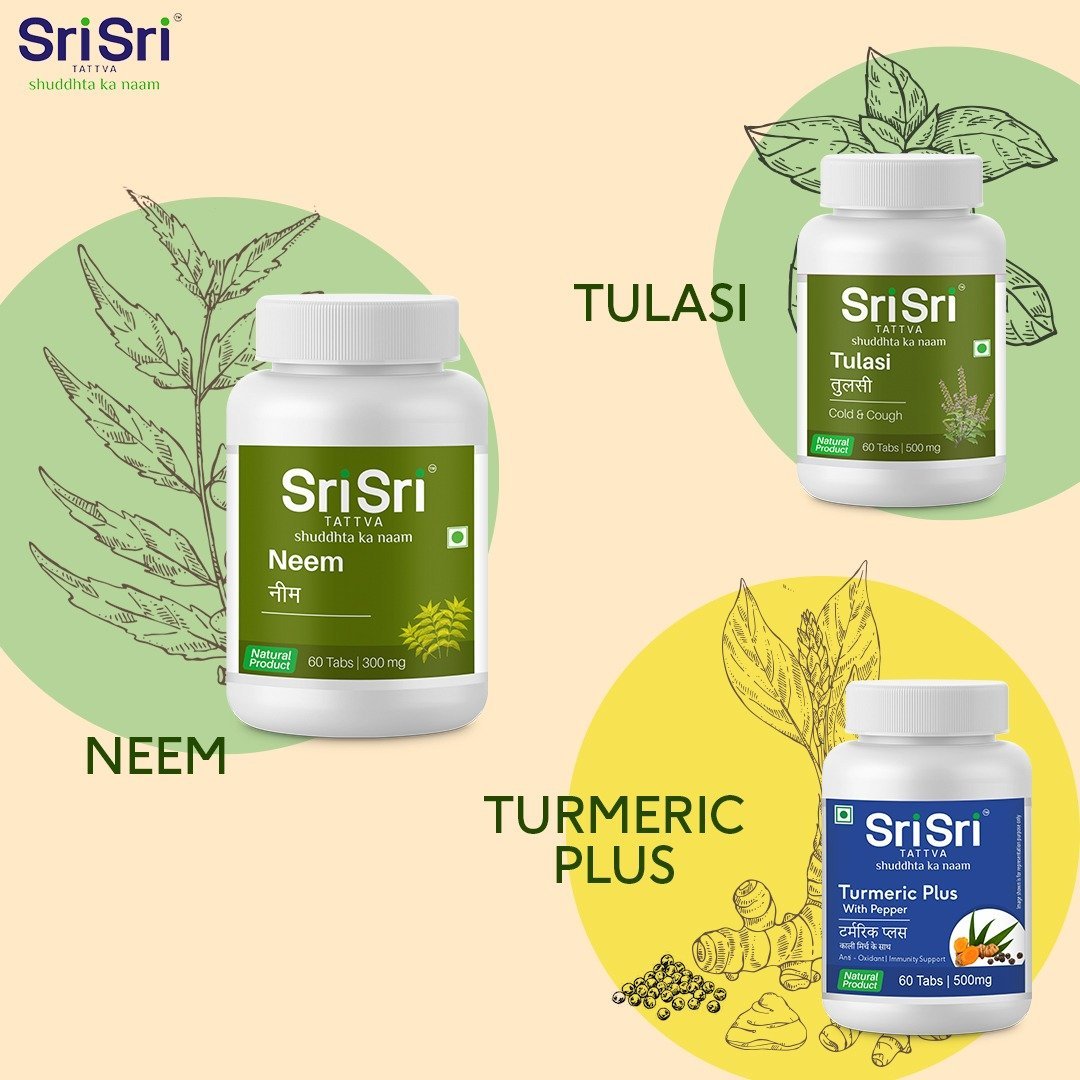 Cold, Cough and Immunity (Tulasi, Neem, Turmeric Plus) - Sri Sri Tattva