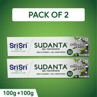 Sudanta Gel Toothpaste - With Charcoal & Salt. SLS Free. Non - Fluoride - 100% Vegetarian, 100 g - Pack of 2