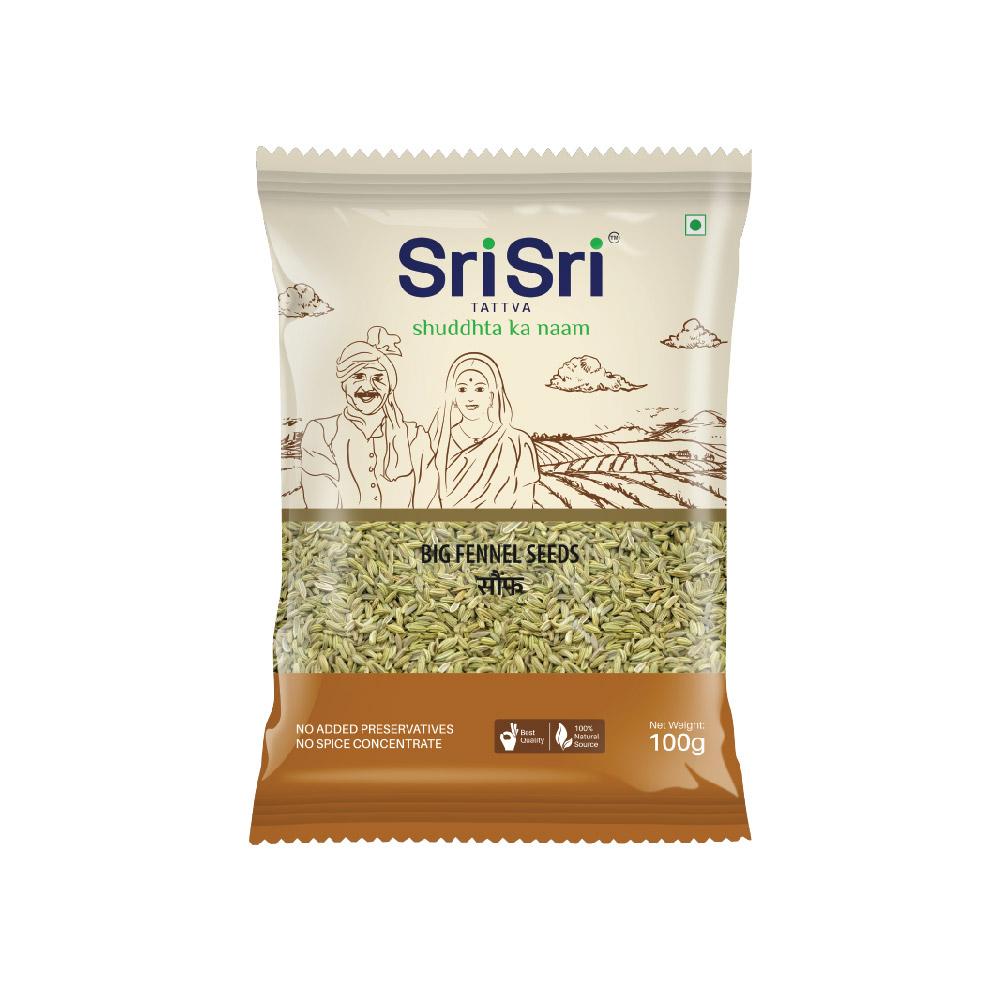 Big Fennel Seeds - Saunf, 100g - Sri Sri Tattva