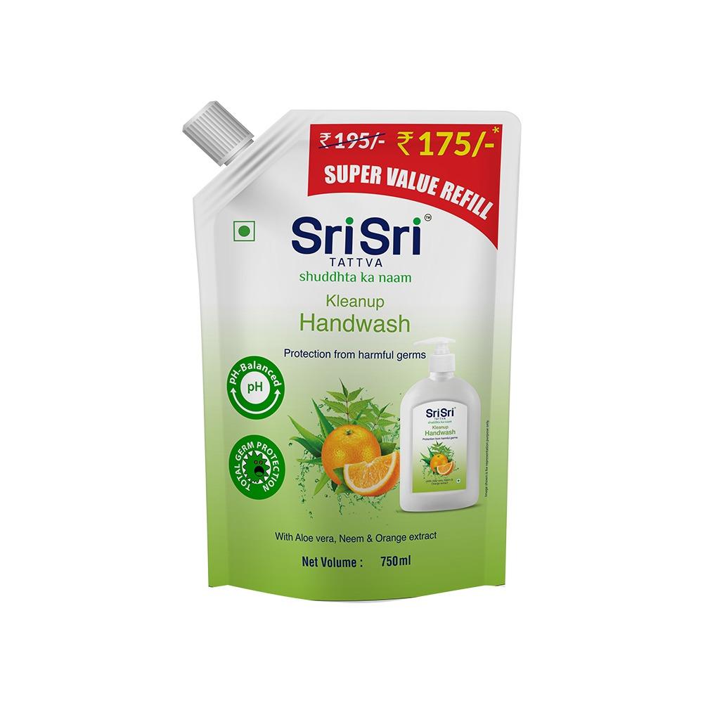 Kleanup Handwash Super Value Refill, 750ml - Sri Sri Tattva