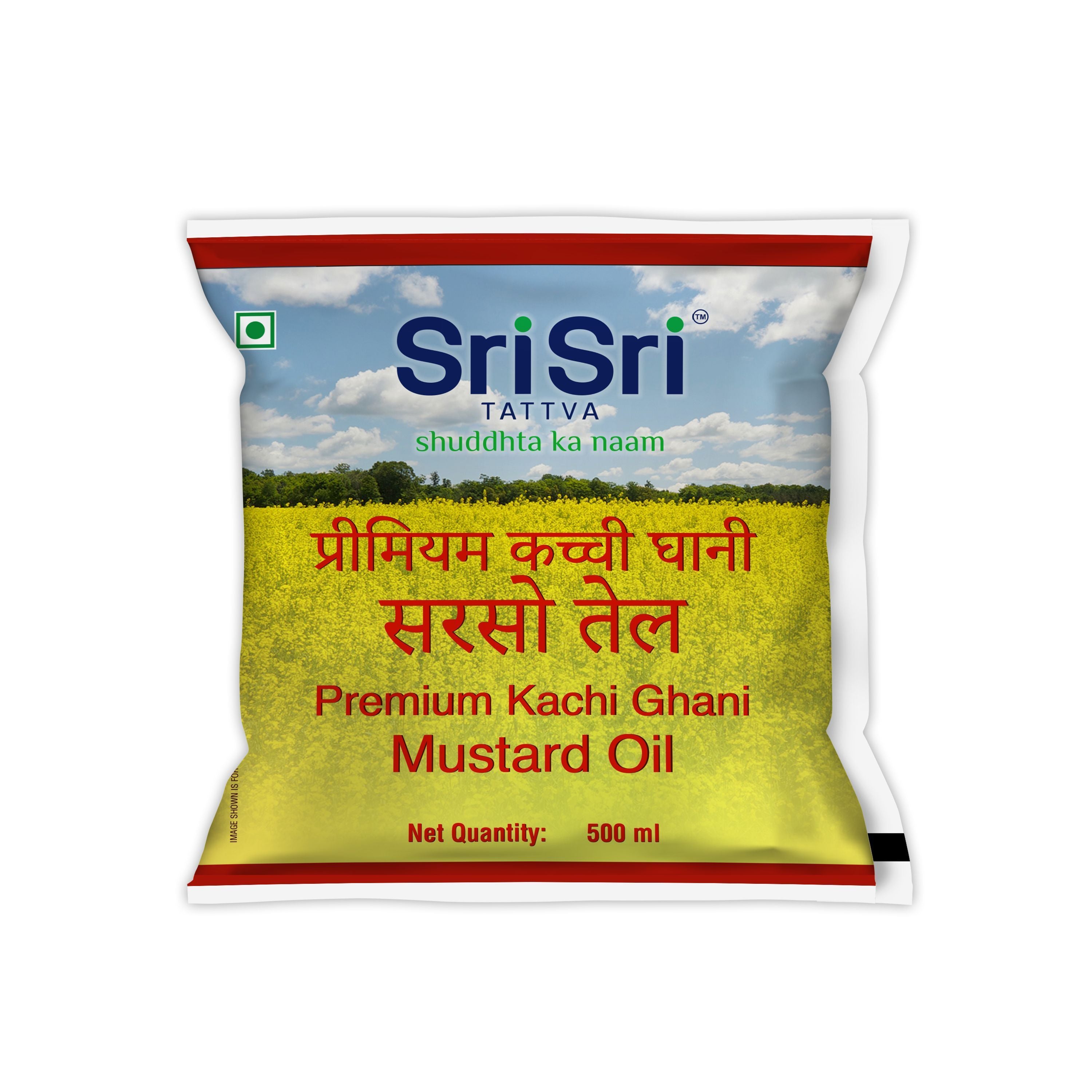 Premium Kachi Ghani Mustard Oil Pouch, 500ml - Sri Sri Tattva