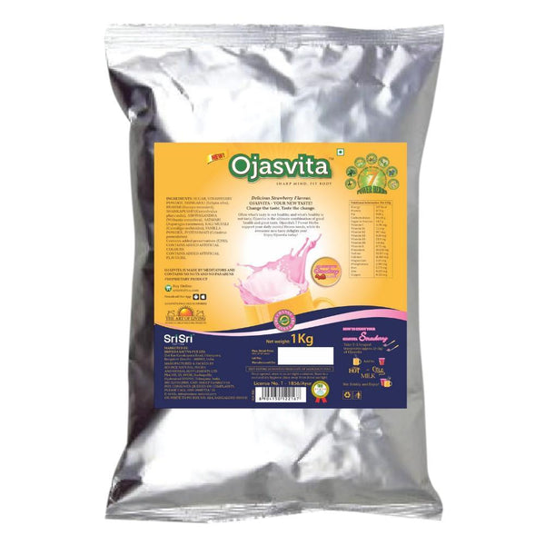 Strawberry Ojasvita - Sharp Mind & Fit Body, 1kg (Refill Pack) - Sri Sri Tattva