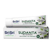 Sudanta Gel Toothpaste - With Charcoal & Salt. SLS Free. Non - Fluoride - 100% Vegetarian, 100g - Pack of 2 - Sri Sri Tattva